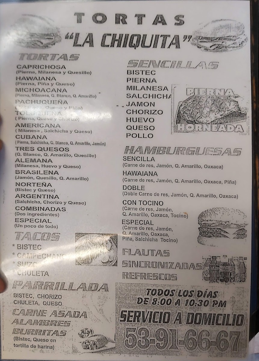 Tortas La Chiquita Menu - Image 1