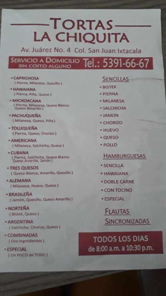 Tortas La Chiquita Menu - Image 6